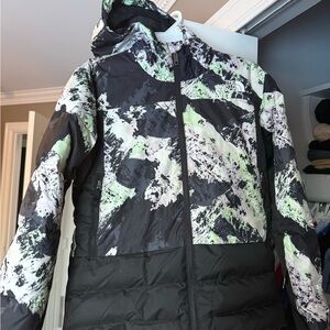 The North Face Kids' Black and White Camo Puffer Jacket